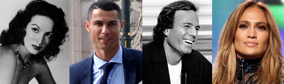 Rasgos físicos según el eneagrama tipo 3: María Félix, Cristiano Ronaldo, Julio Iglesias, Jennifer López